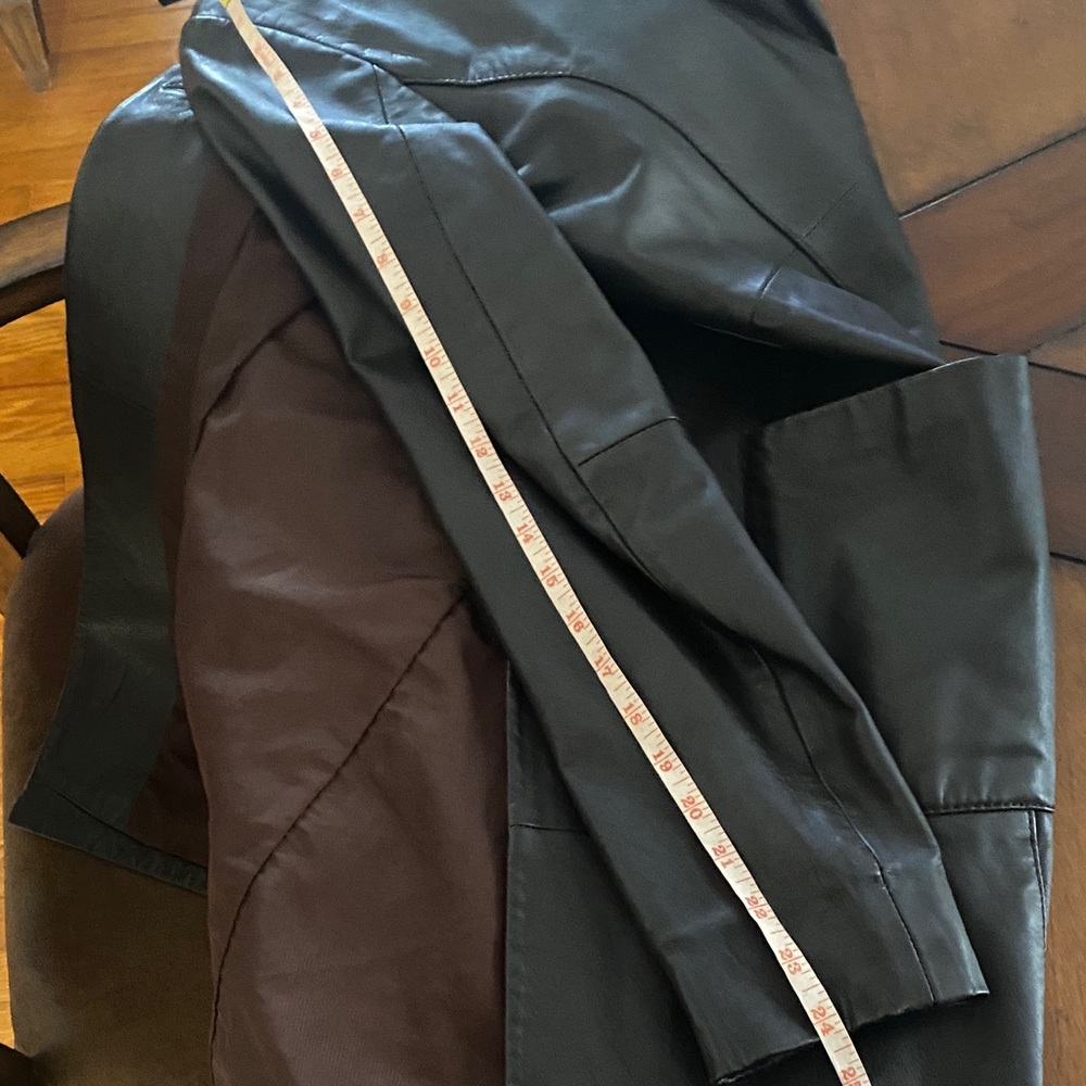 Zara Sleek Black Genuine Real Leather Jacket: Black and Brown - Picture 12 of 16